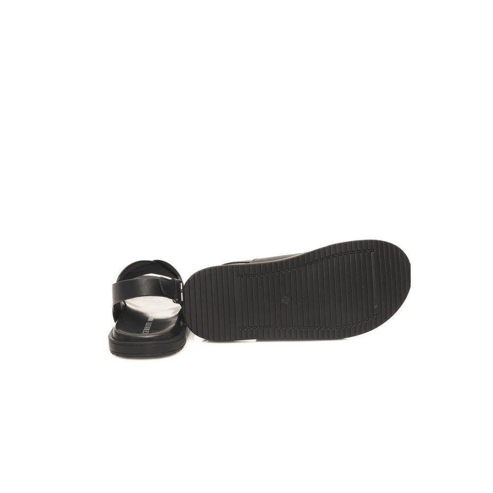 Cerruti 1881 Black Leather Men Sandal