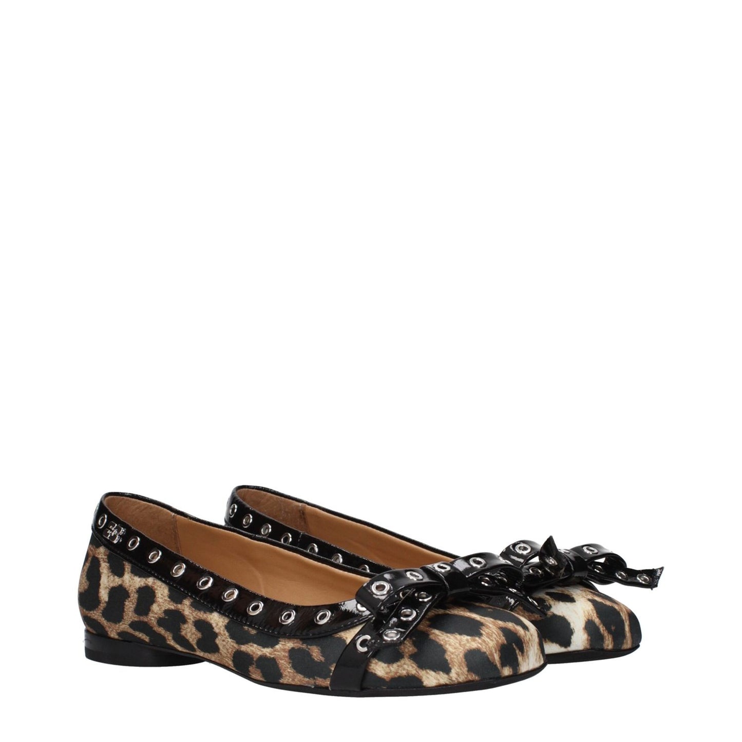Ganni Brown Fabric Ballet Flats