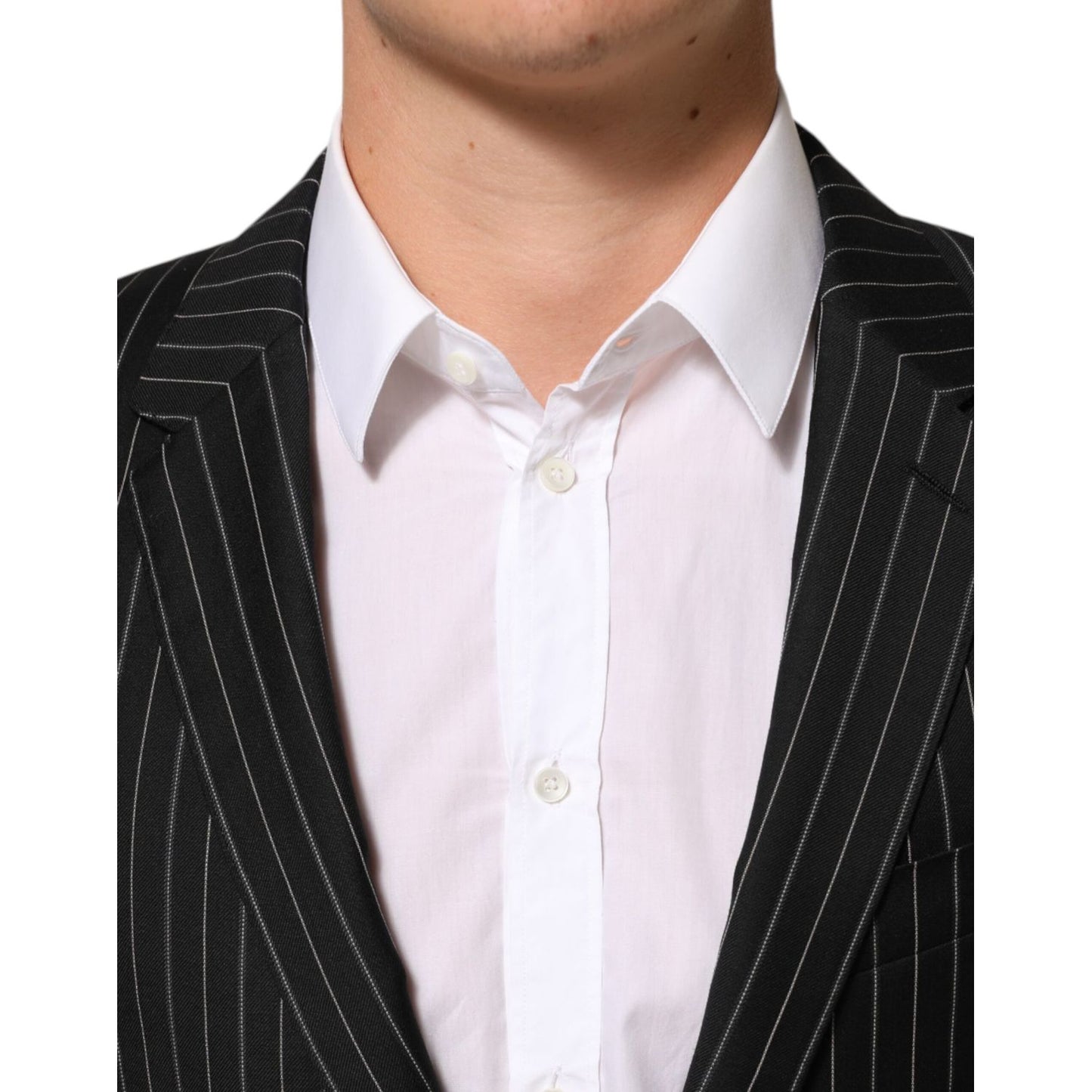 Dolce & Gabbana Black Stripes MARTINI 1 Button Suit Blazer