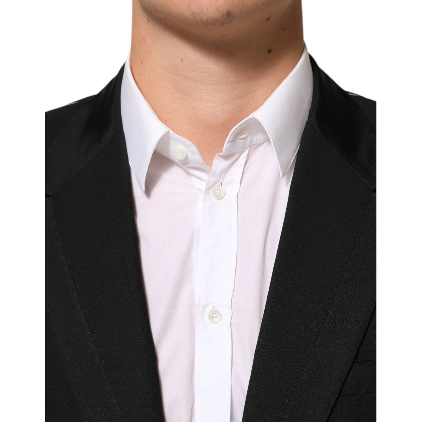 Dolce & Gabbana Black Wool 2 Buttons Suit Men Jacket Blazer