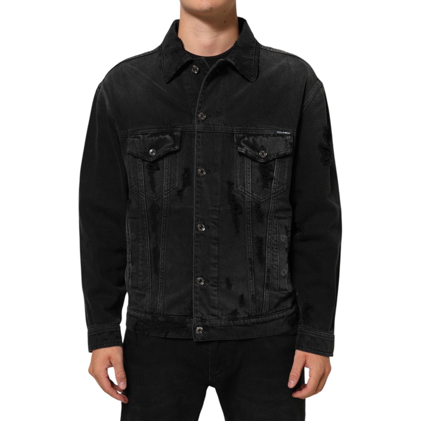 Dolce & Gabbana Black Cotton Stretch Denim Blouson Jacket