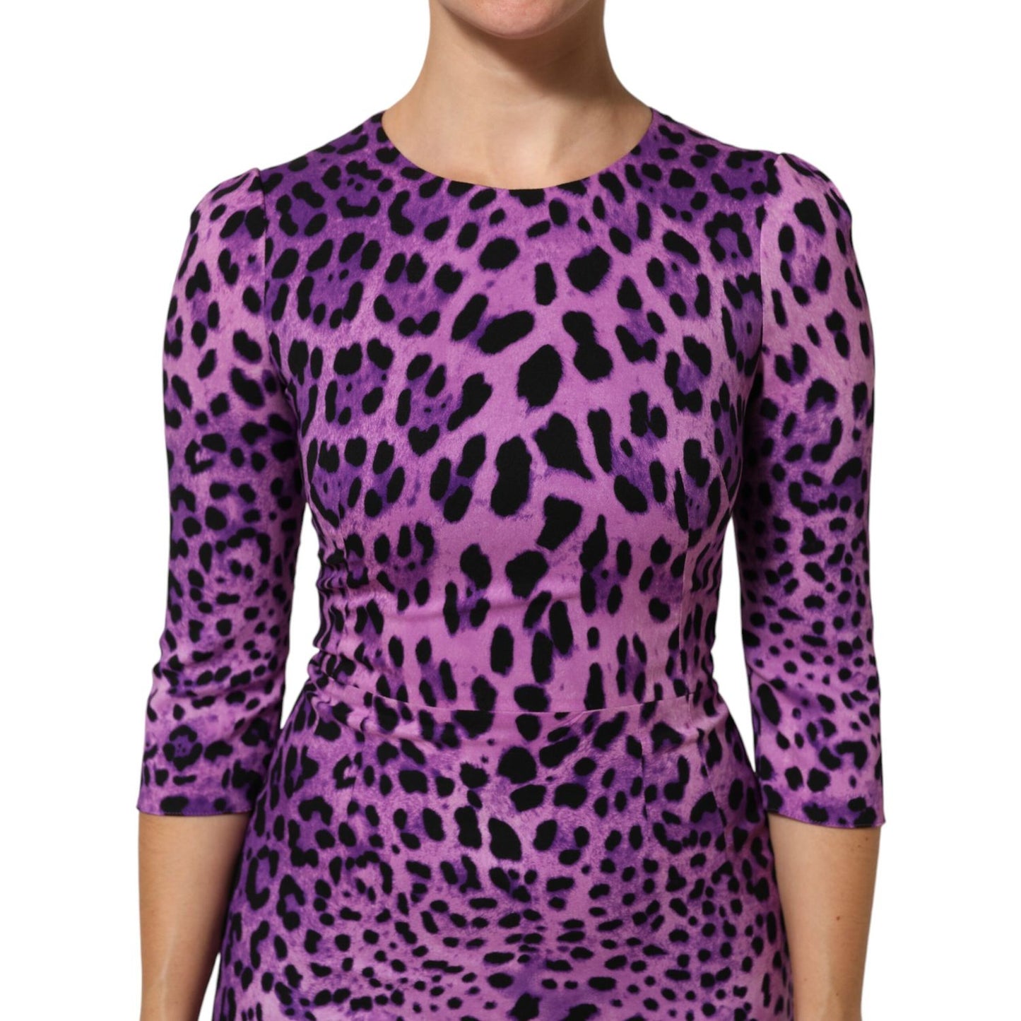 Dolce & Gabbana Violet Leopard Sheath Bodycon Mini Dress