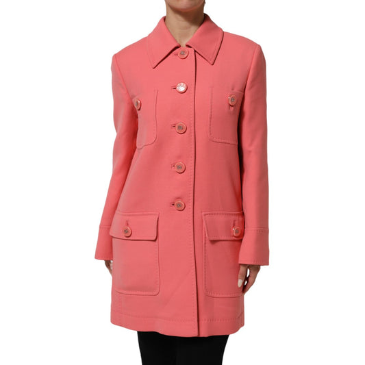Dolce & Gabbana Pink Buttoned Down Trench Coat Jacket