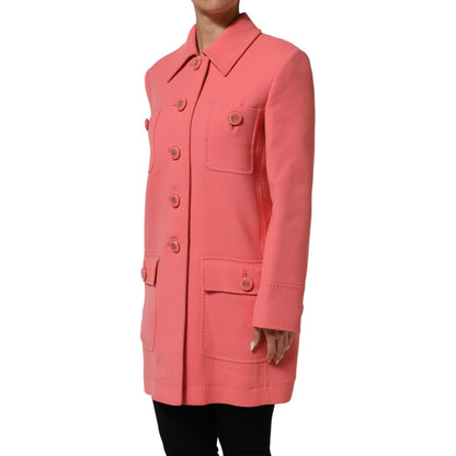 Dolce & Gabbana Pink Buttoned Down Trench Coat Jacket