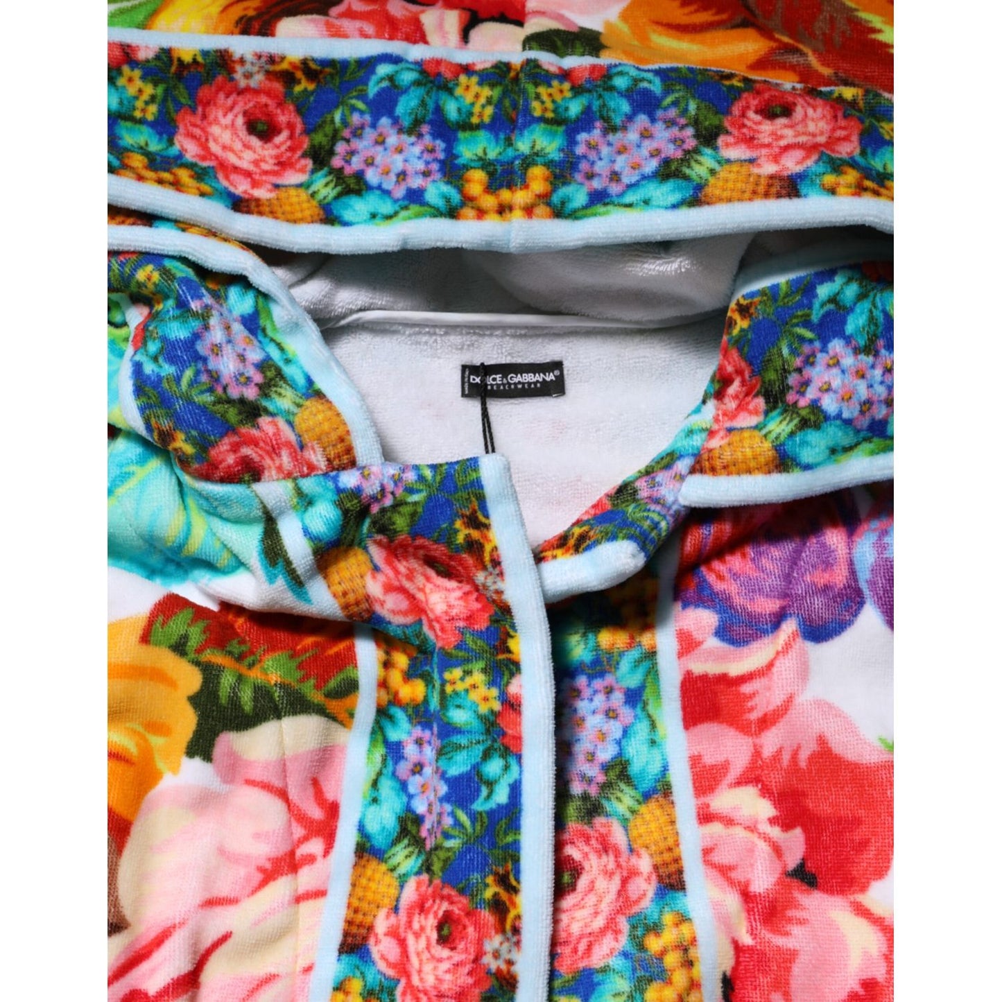 Dolce & Gabbana Multicolor Floral Print Belted Bathrobe Coat Jacket