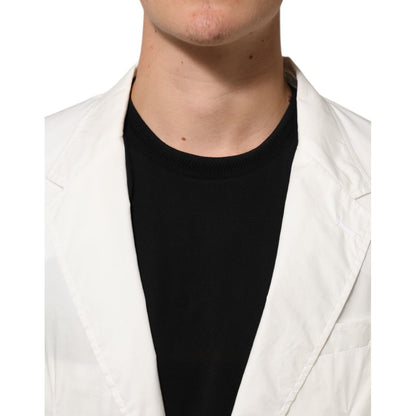 Dolce & Gabbana White Cotton 1 Button Men Suit Blazer