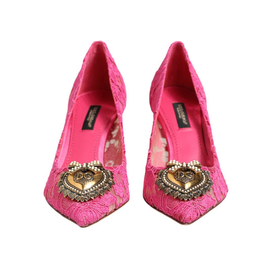 Dolce & Gabbana Pink Taormina Lace DEVOTION Pumps Shoes