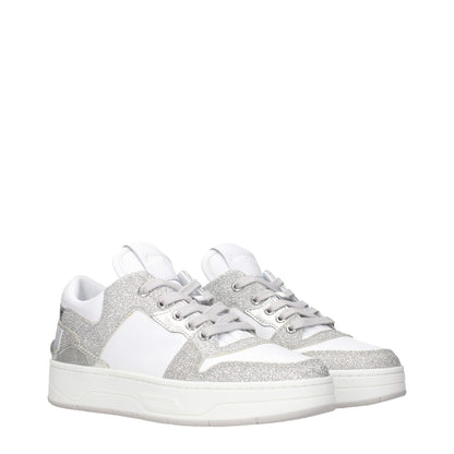 Jimmy Choo White Leather Low Top Sneakers