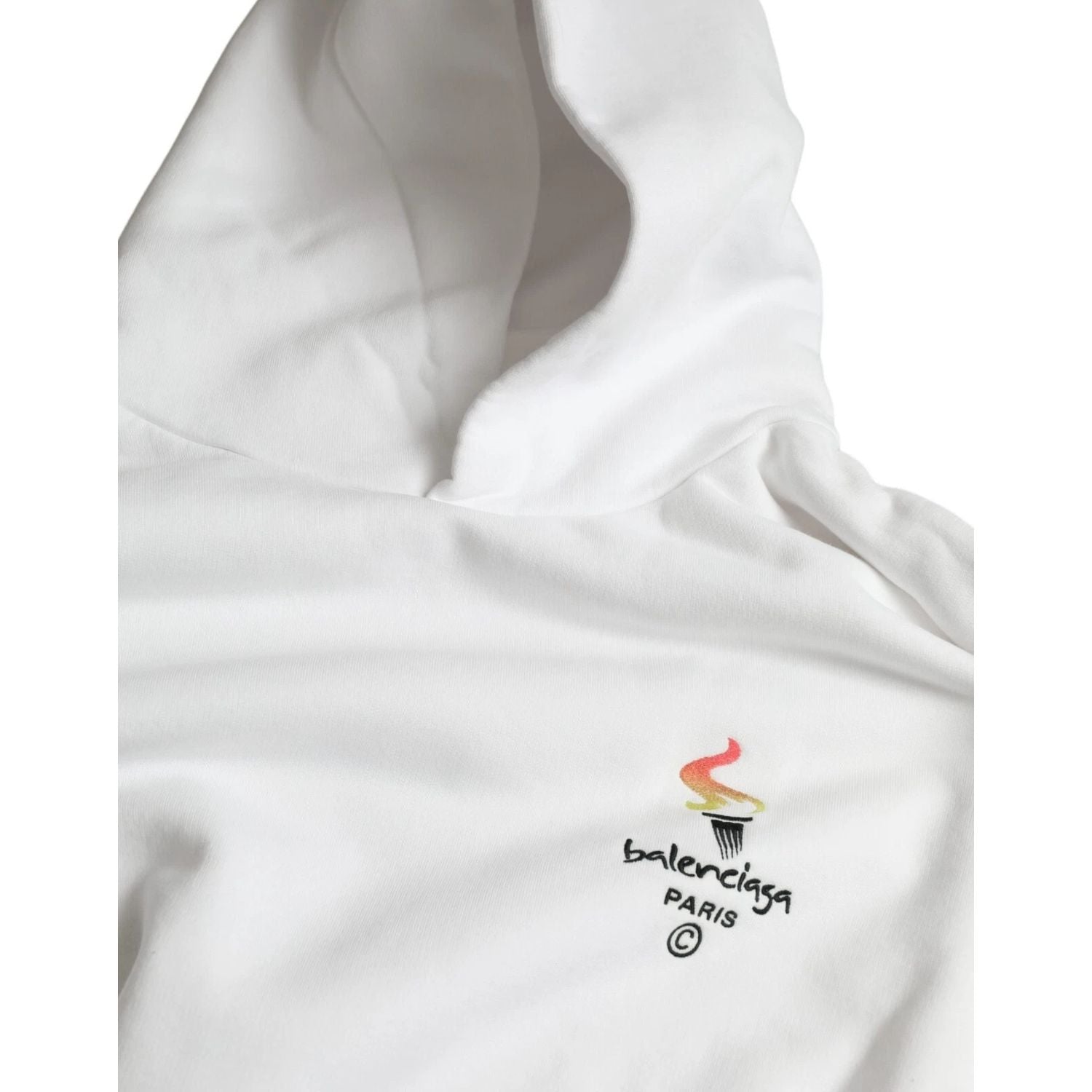 Balenciaga White Cotton Hooded Pullover OVERSIZE Sweater