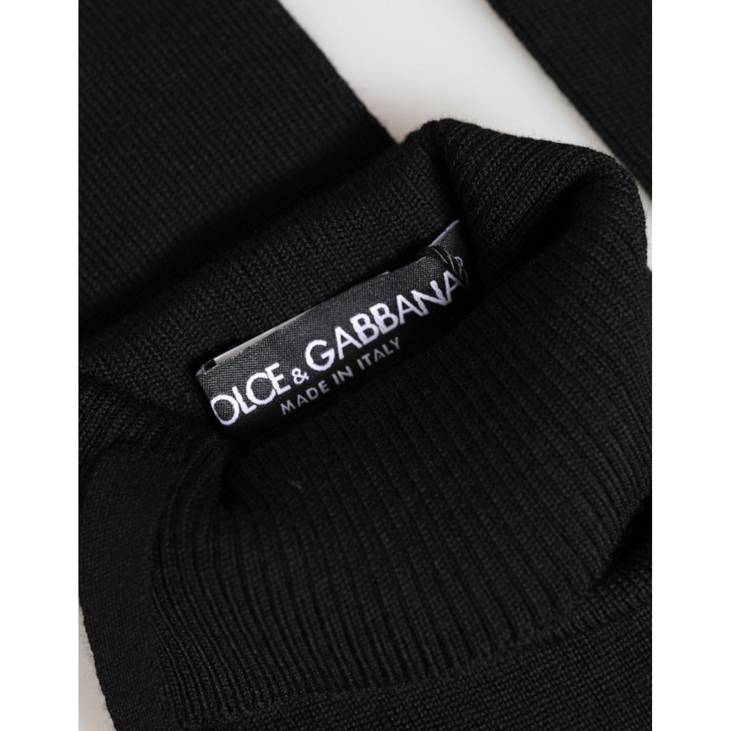 Dolce & Gabbana Black Virgin Wool Knitted Fingerless Men Gloves