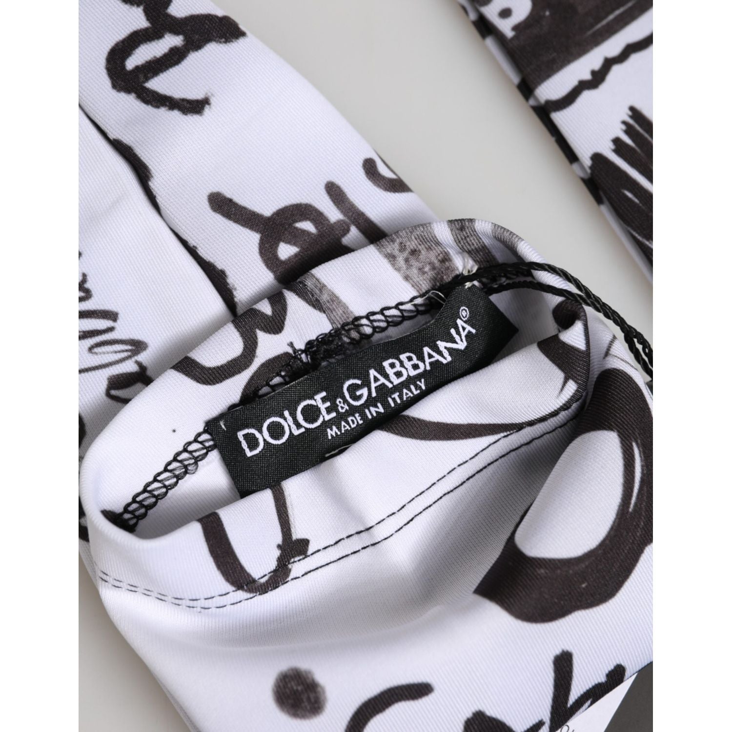 Dolce & Gabbana Black White DG Logo Elbow Length Mitten Gloves