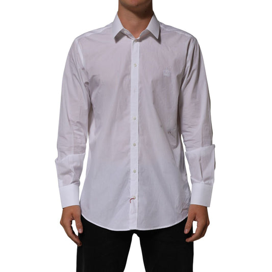 Dolce & Gabbana White Cotton Collared Men MARTINI Dress Shirt
