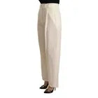 Jucca Off White Cotton High Waist Straight Women Trouser