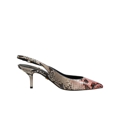 Dolce & Gabbana Multicolor Leather Heels Slingback Shoes