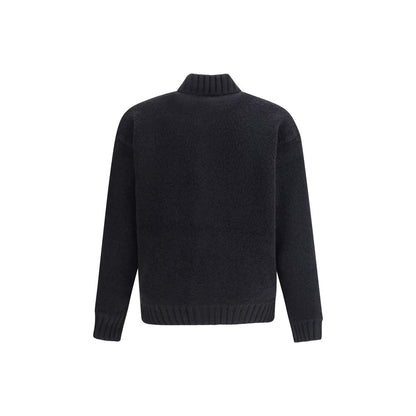 Laneus Black Merino Wool Bomber