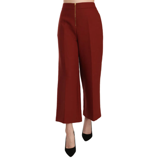 Jucca Red High Waist Cropped Flared Dress Formal Trouser Pants