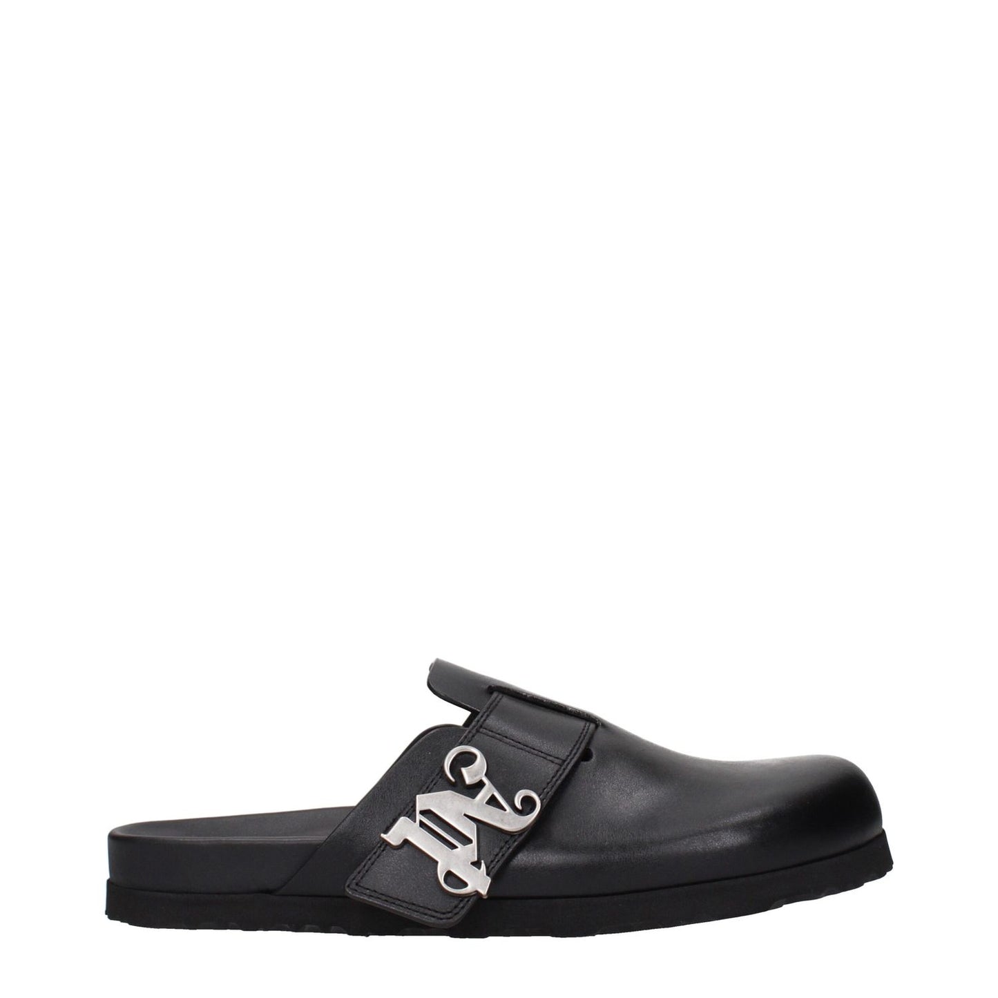 Palm Angels Black Leather Slippers