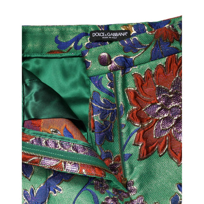 Dolce & Gabbana Green Floral Polyester BootCut Trouser Pants