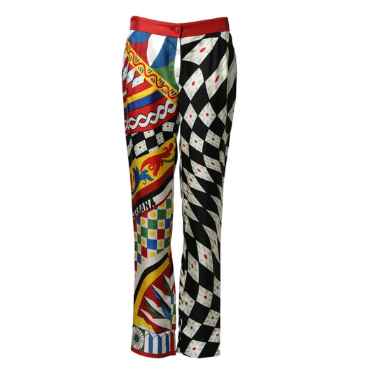 Dolce & Gabbana Multicolor Carretto Pattern Straight Pants