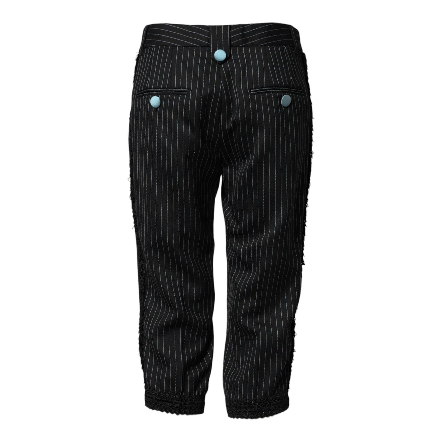 Dolce & Gabbana Black Wool Stripes Cropped Trouser Pants