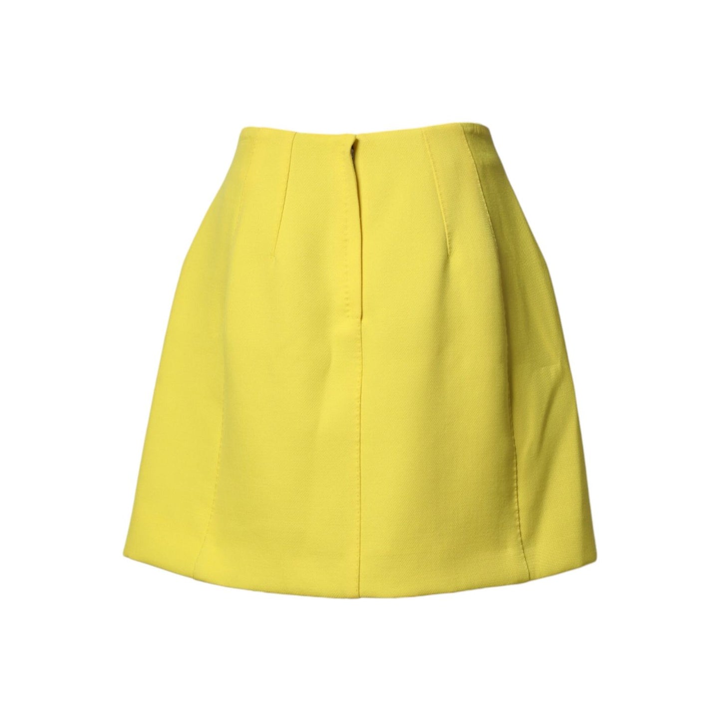 Dolce & Gabbana Yellow Wool Buttoned High Waist Mini Skirt