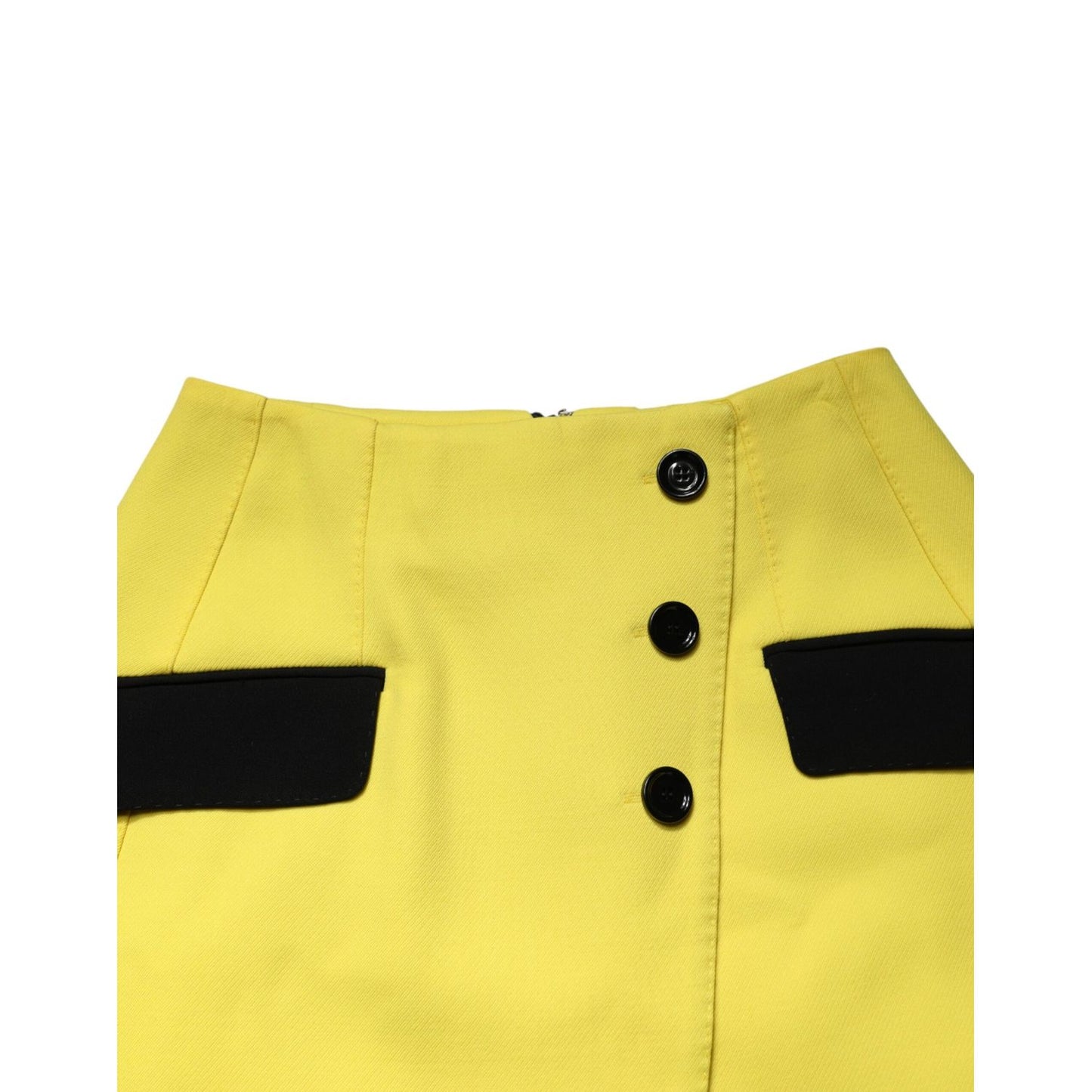 Dolce & Gabbana Yellow Wool Buttoned High Waist Mini Skirt