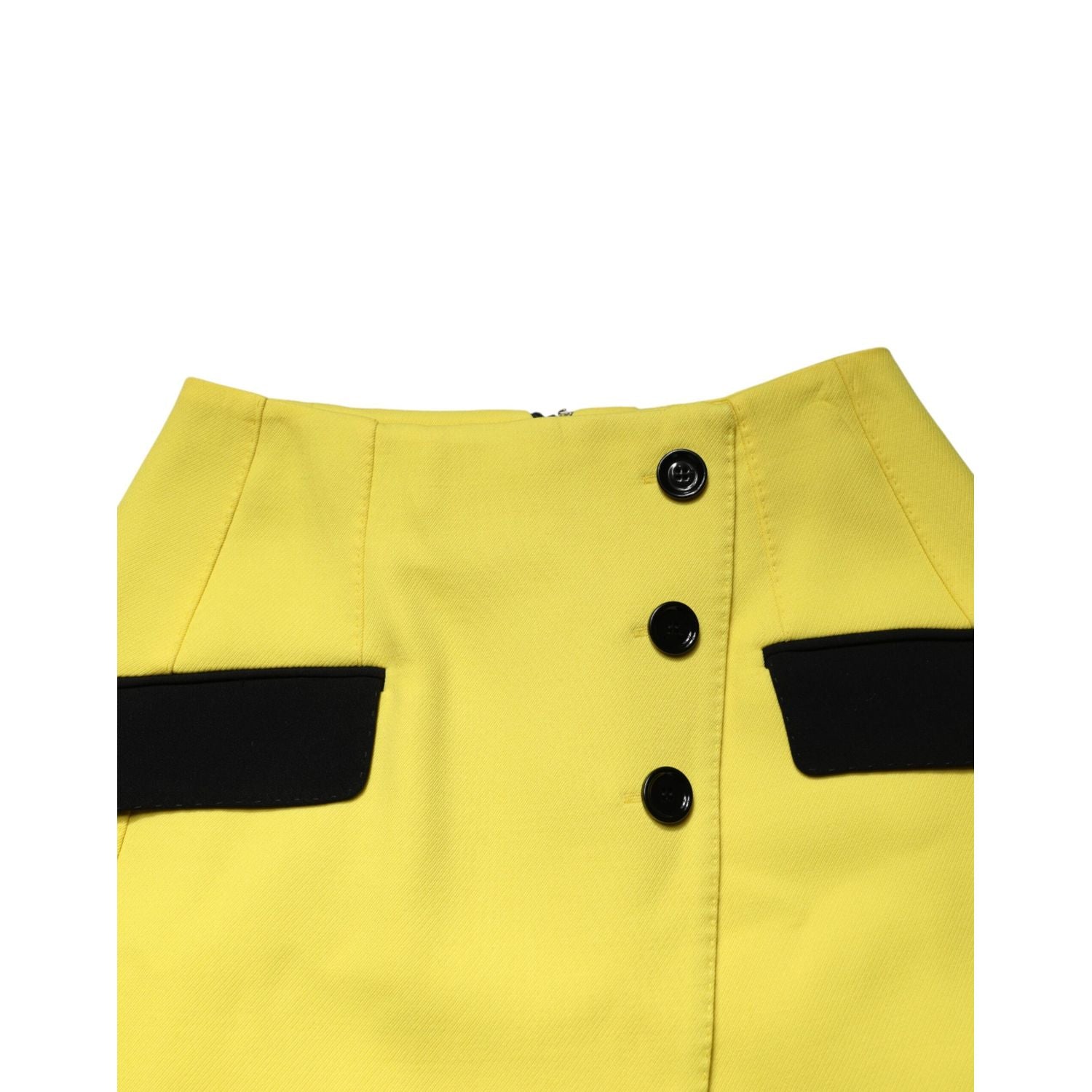 Dolce & Gabbana Yellow Wool Buttoned High Waist Mini Skirt