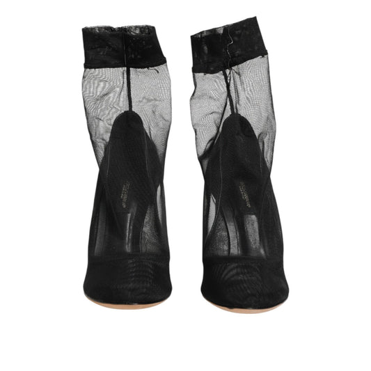 Dolce & Gabbana Black Nylon Stretch Mesh Sock Boots Shoes