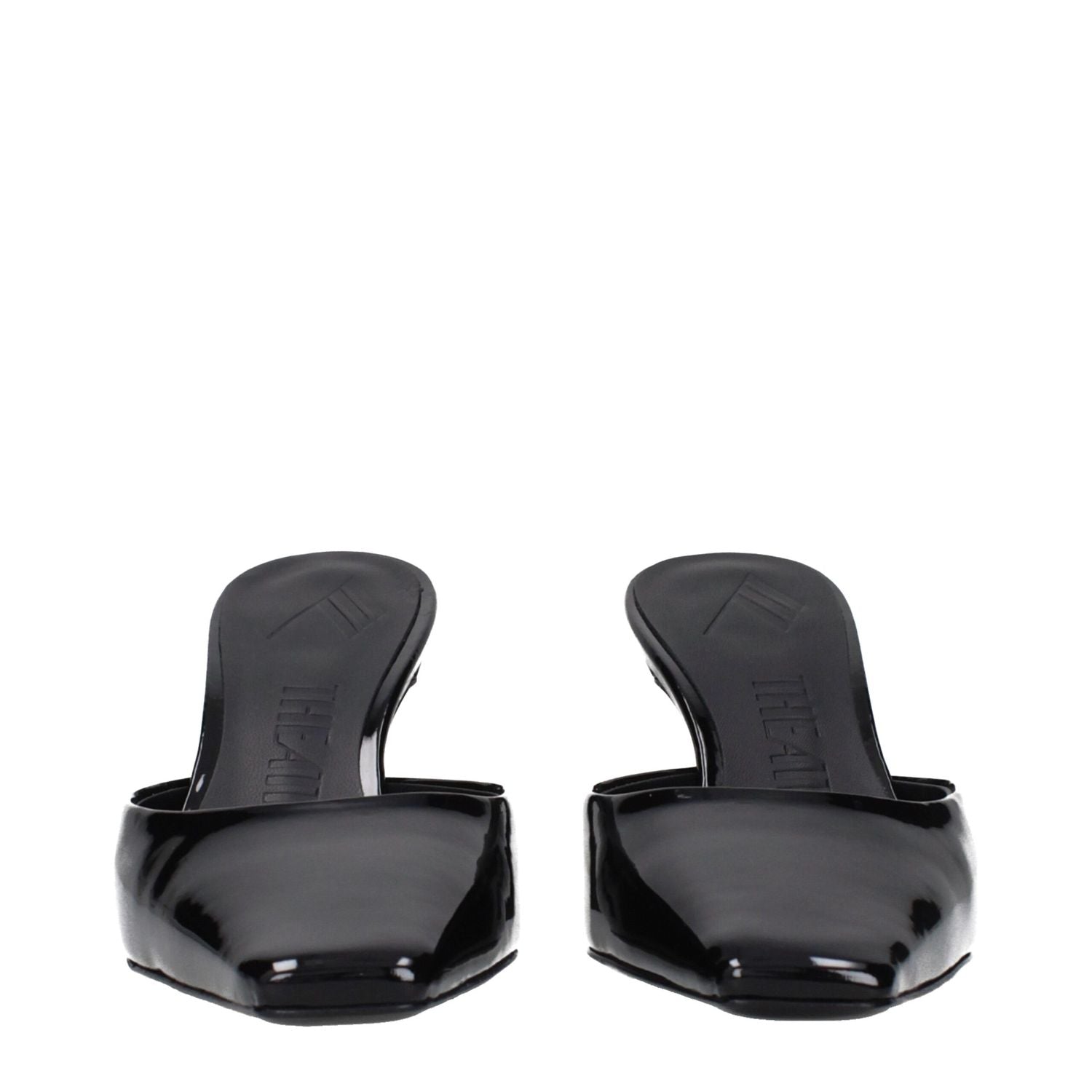 The Attico Black Leather Flat Sandals