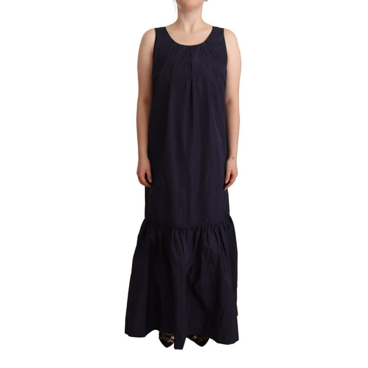 P.A.R.O.S.H. Navy Blue Sleeveless Round Neck Mermaid Long Dress