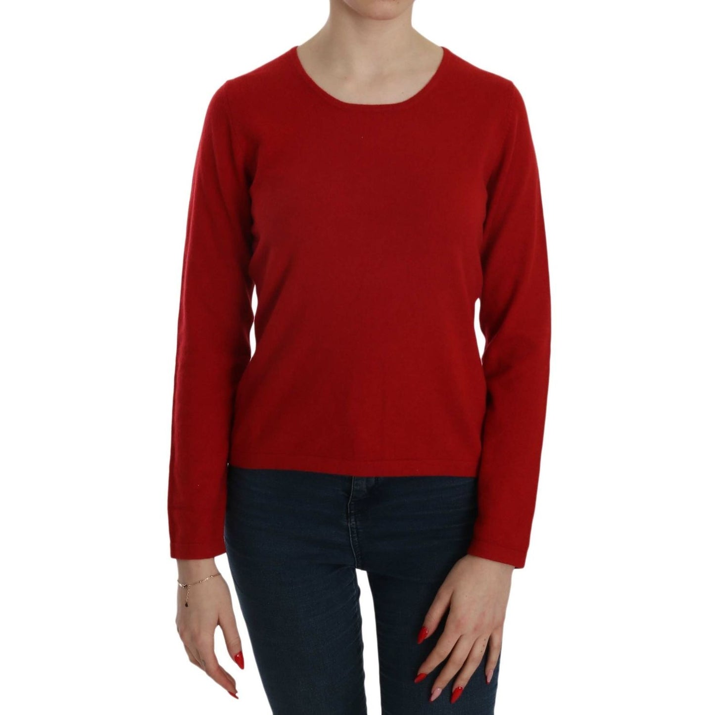 MILA SCHÖN Cashmere Red Round Neck Pullover Top Sweater