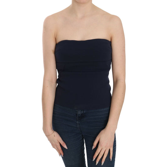 Costume National Strapless Zipper Back Tube Top Blouse