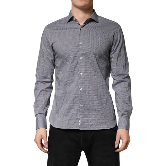 Domenico Tagliente Gray Patterned Long Sleeves Dress Shirt