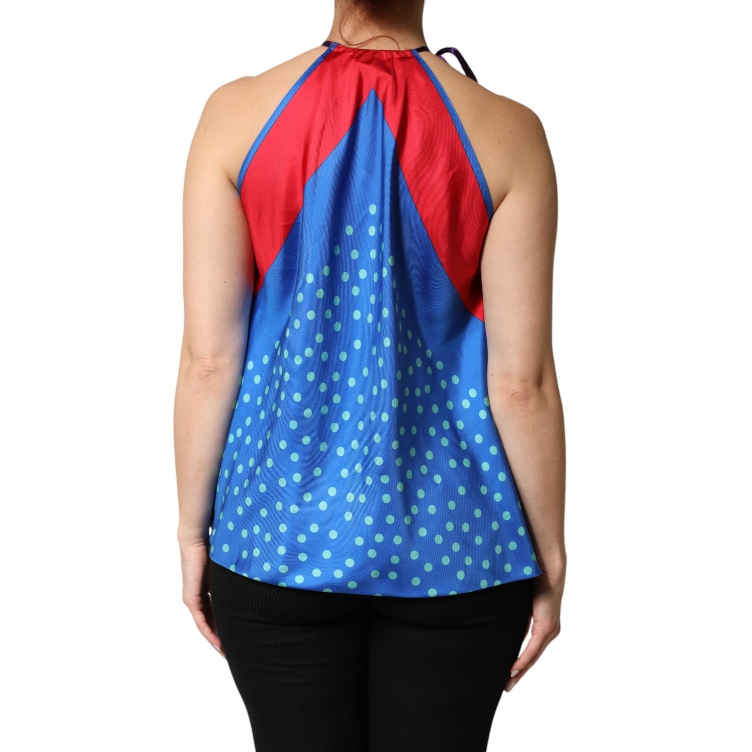 Dolce & Gabbana Multicolor Polka Dot Tie Halter Blouse  Top