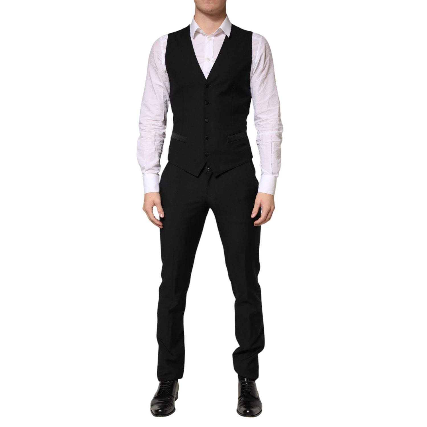 Dolce & Gabbana Black Wool Single Breasted 3 Piece Men Suit