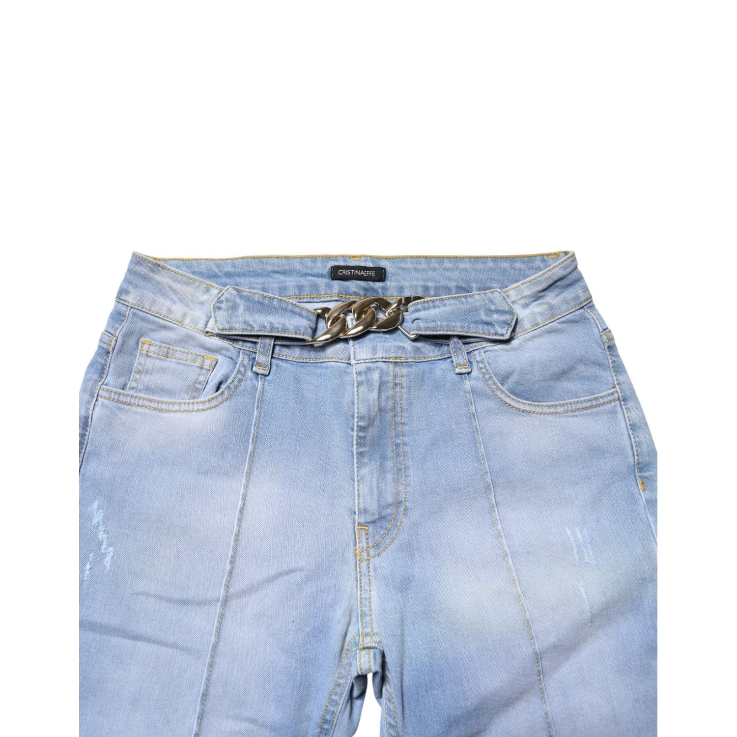 CRISTINAEFFE Light Blue Washed High Waist Bootcut Denim Jeans