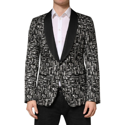 Dolce & Gabbana Black Jazz Club Silk Single Breasted Blazer