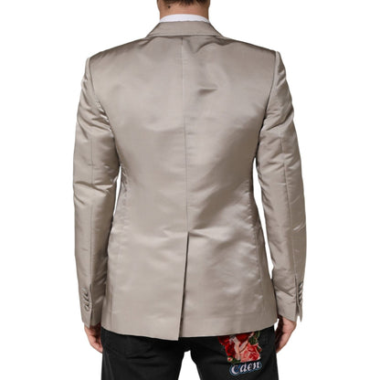 Dolce & Gabbana Beige Silk Single Breasted Jacket Men Blazer