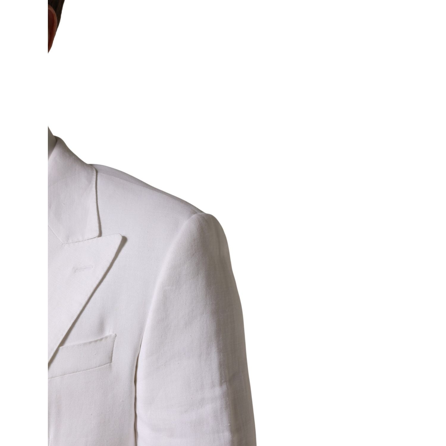 Dolce & Gabbana White Linen Double Breasted 2 Button Blazer