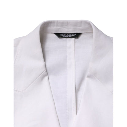 Dolce & Gabbana White Linen Double Breasted 2 Button Blazer