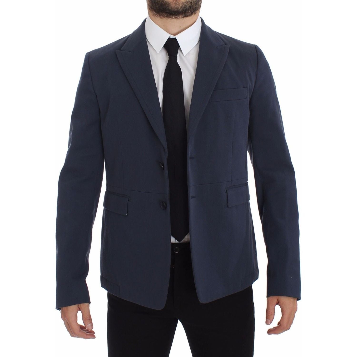 Dolce & Gabbana Blue Cotton Stretch Casual Blazer