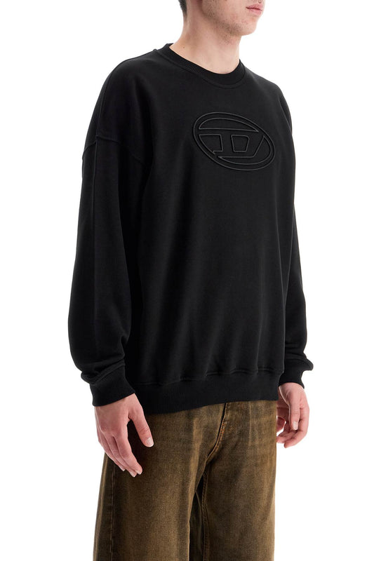 Diesel black cotton sweatshirt with embroidered s-mart-bigoval logo Topwear Diesel