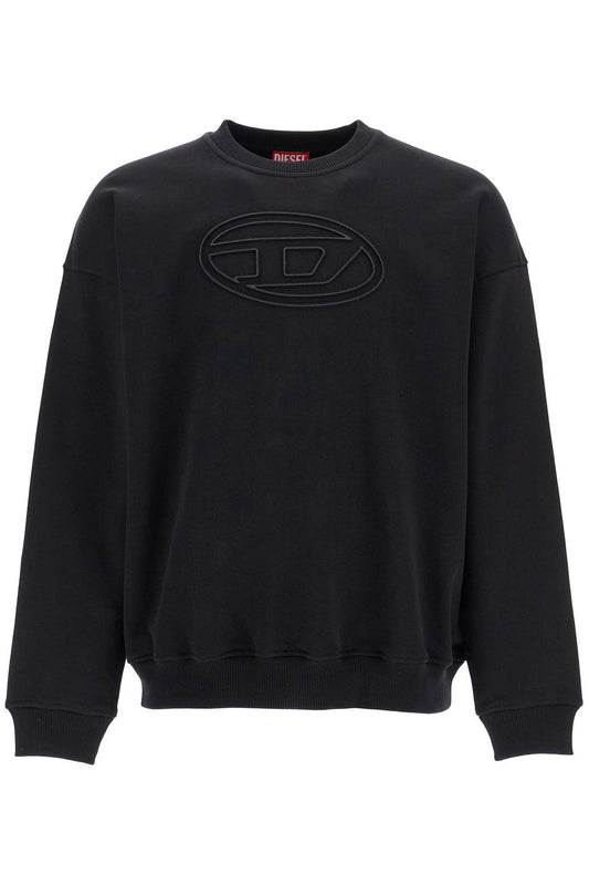 Diesel black cotton sweatshirt with embroidered s-mart-bigoval logo Topwear Diesel