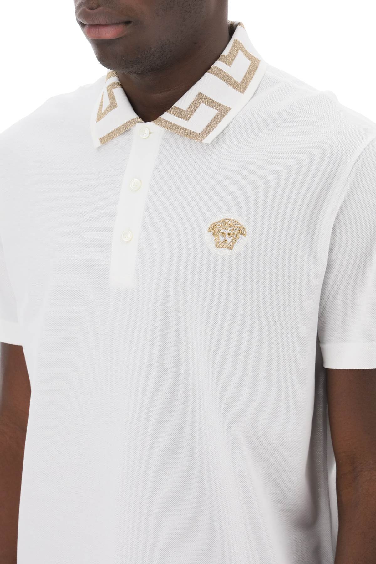 Versace polo shirt with greca collar Topwear Versace