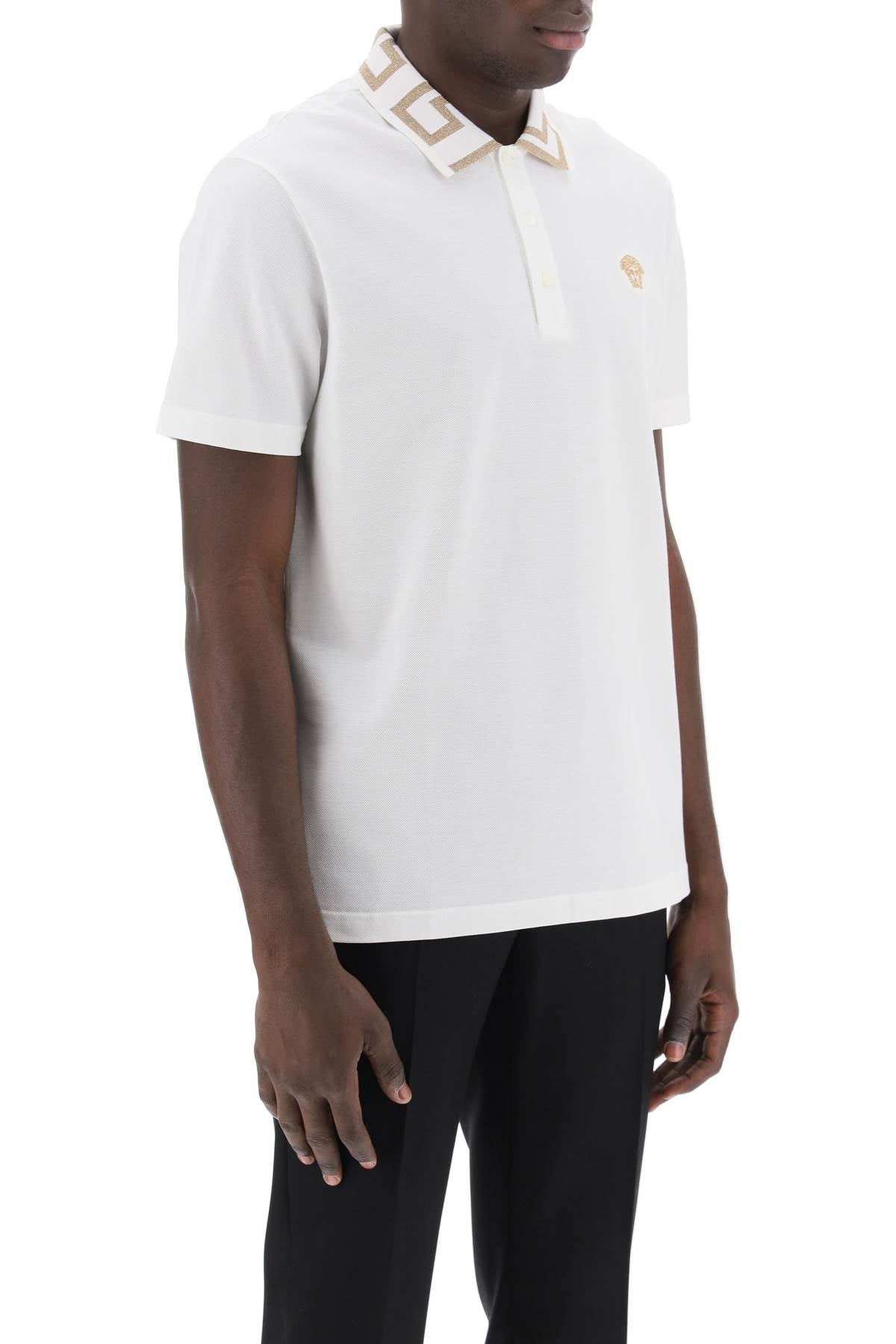 Versace polo shirt with greca collar Topwear Versace