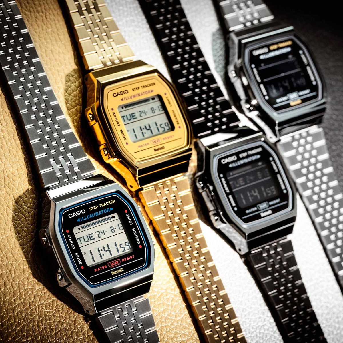 CASIO VINTAGE Mod. SILVER -BLUETOOTH® SMARTPHONE LINK w. built-in accelerometer senses body movements + steps counter-4