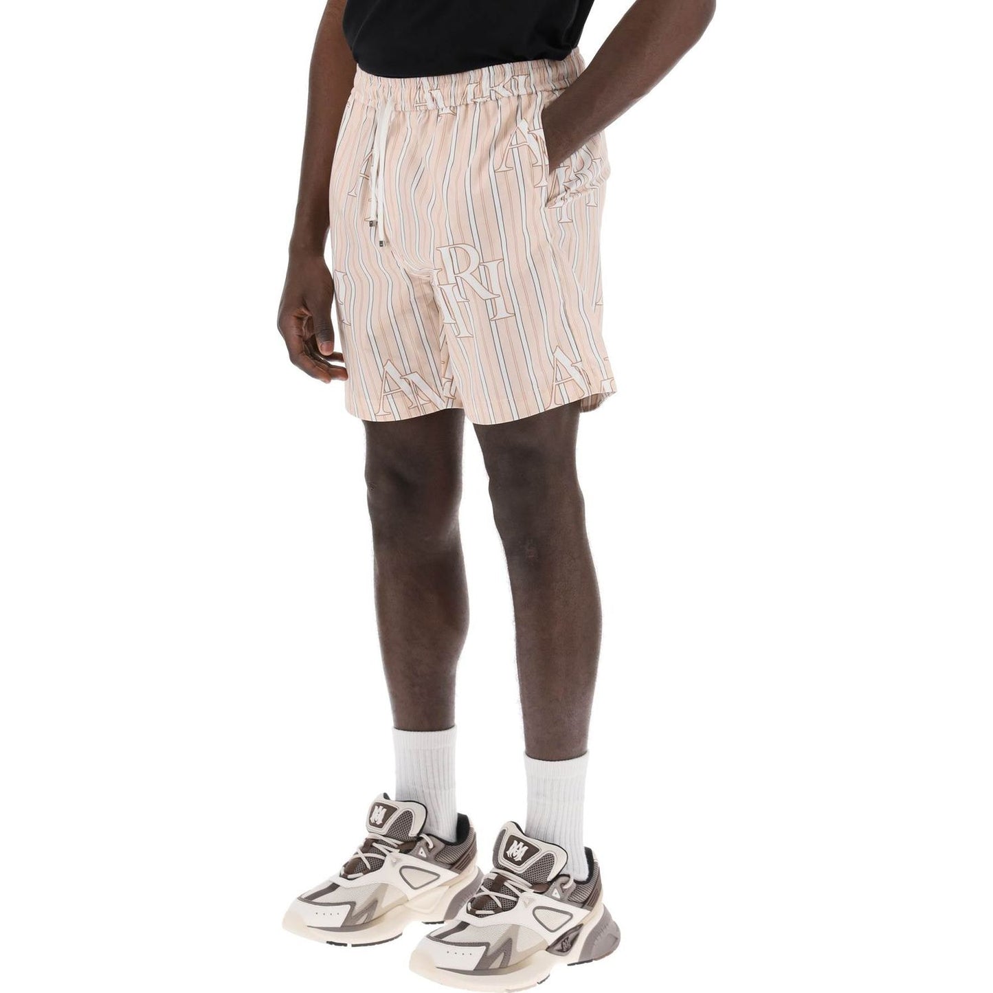 Amiri stripe technical poplin bermuda shorts with logo  "striped Short trousers Amiri