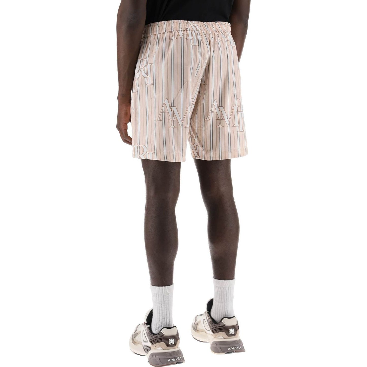 Amiri stripe technical poplin bermuda shorts with logo  "striped Short trousers Amiri