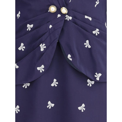 Alessandra Rich Blue Silk Casual Dress Alessandra Rich