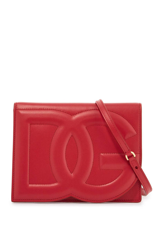 Dolce & Gabbana red calfskin shoulder bag with 3d logo Handbag Dolce & Gabbana